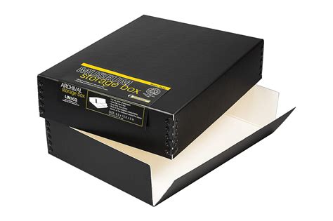 drop-front metal edge archival storage box|Lineco Museum Archival Storage Box, 16.75x20.75x3 in. Drop .